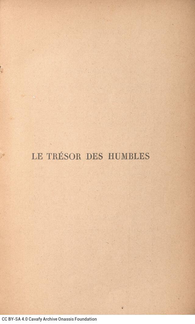 18 x 12 cm; 10 s.p. + 309 p. + 9 s.p., l. 1 bookplate CPC on recto, l. 2 Pericles Anastasiadis’ handwritten signature in bl